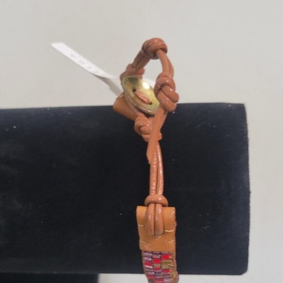 Serefina Anthropologie Beaded Bracelet Adjustable Brown/Red Boho Casual NWT - Picture 3 of 6